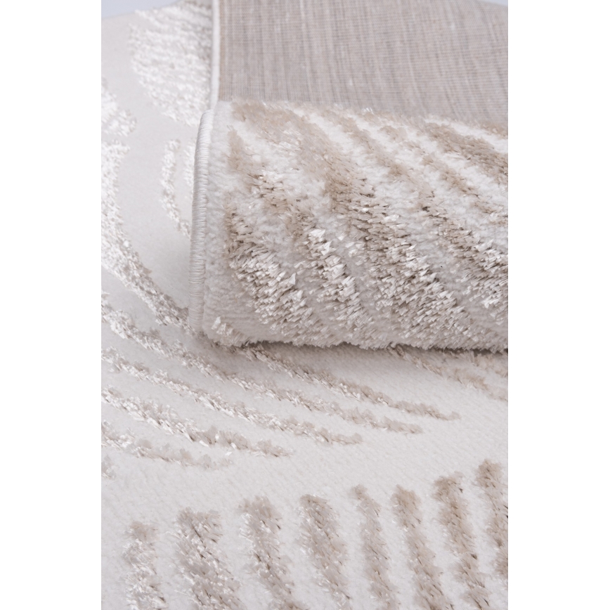 SALAMANCA Rug 120x170 cm, Beige/White – Leaf Pattern