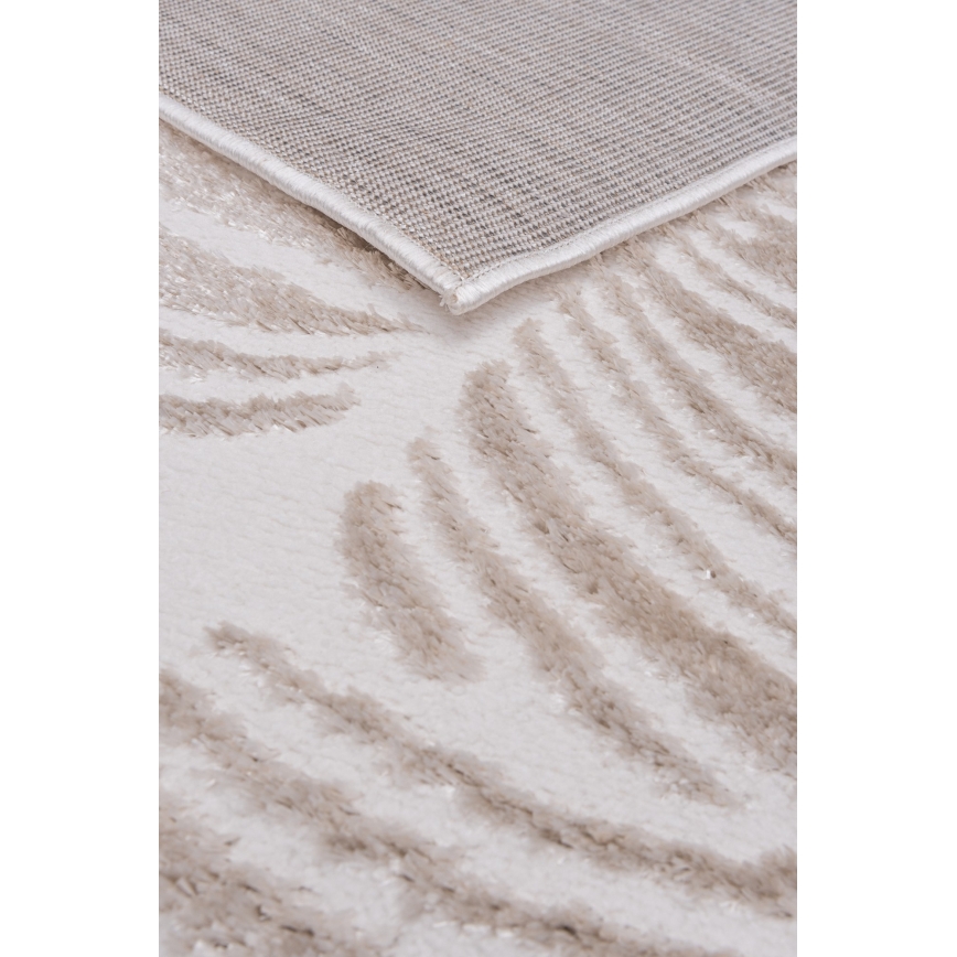 SALAMANCA Rug 120x170 cm, Beige/White – Leaf Pattern