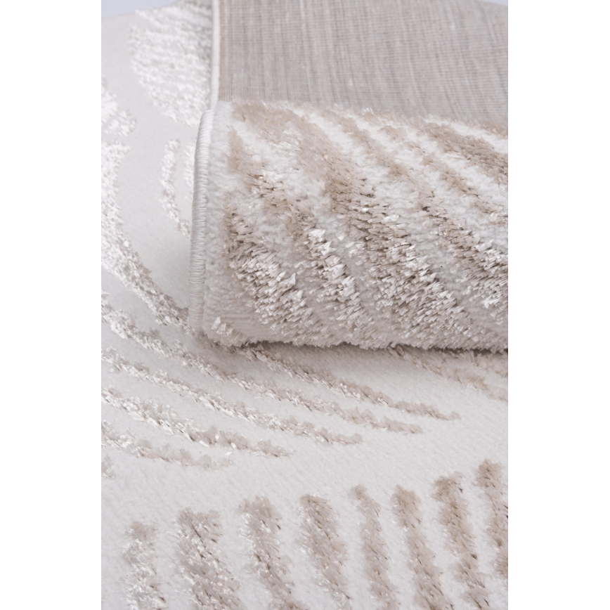 SALAMANCA Rug 200x280 cm — Beige/White, Leaf Pattern