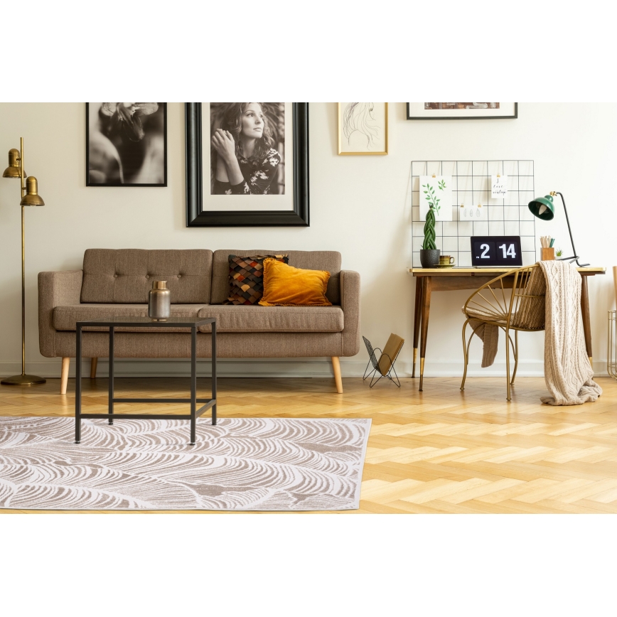 SALAMANCA Rug 67x120 cm, Beige/White, Leaf Pattern