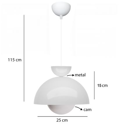 SALVA Pendant Light 1xE27/15W/230V White