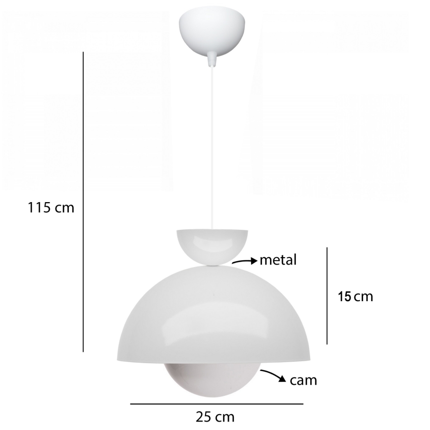 SALVA Pendant Light 1xE27/15W/230V White