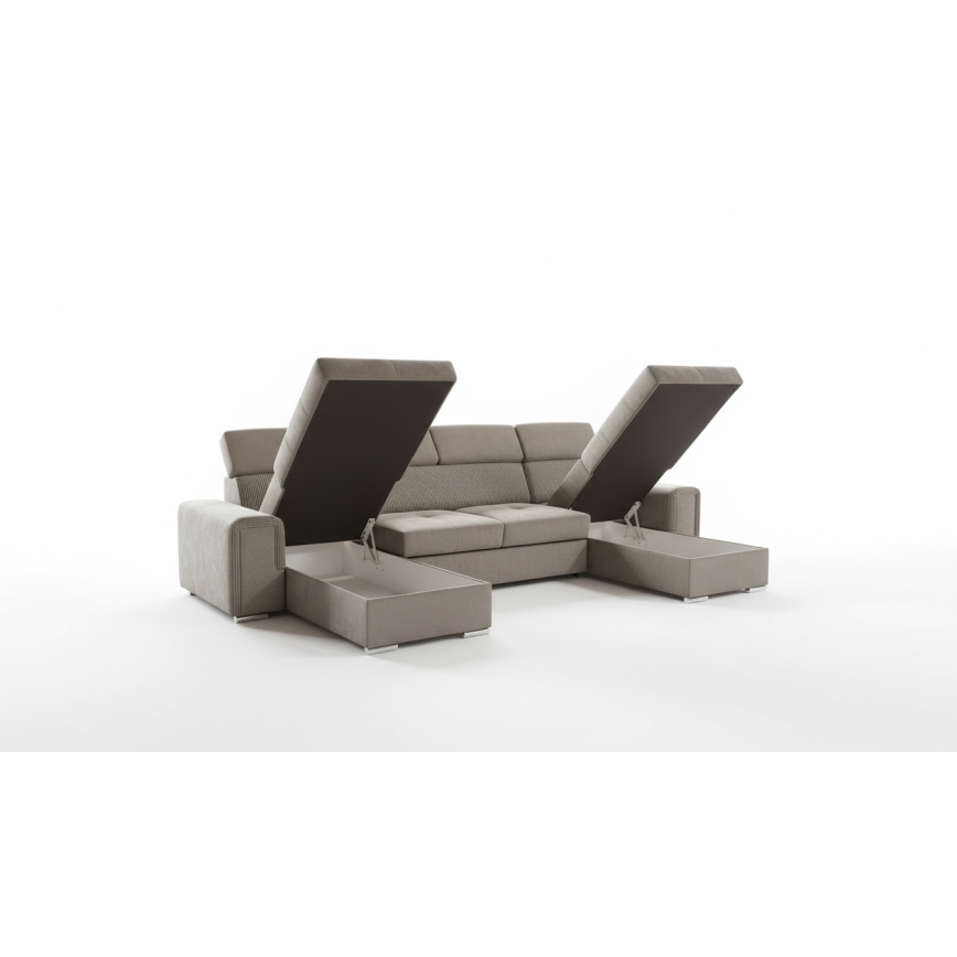 SALVADA U-shaped convertible sectional sofa with reversible corner and storage, beige
