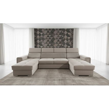 SALVADA U-shaped convertible sectional sofa with reversible corner and storage, beige