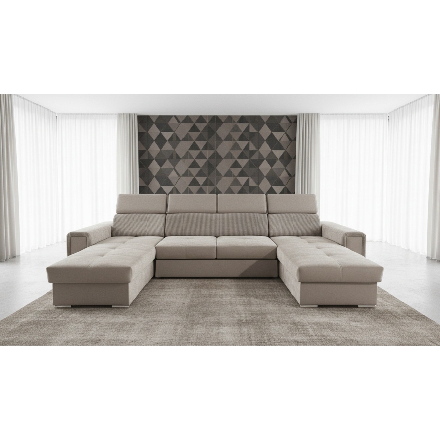 SALVADA U-shaped convertible sectional sofa with reversible corner and storage, beige