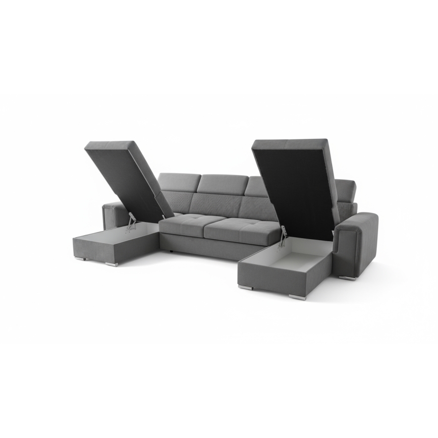 SALVADA Dark Gray U-Shaped Convertible Sectional with Reversible Corner and Storage