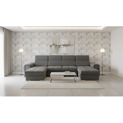 SALVADA Dark Gray U-Shaped Convertible Sectional with Reversible Corner and Storage