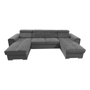 SALVADA Dark Gray U-Shaped Convertible Sectional with Reversible Corner and Storage