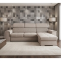 SALVADA Reversible L-Shaped Sofa Bed with Storage, Beige