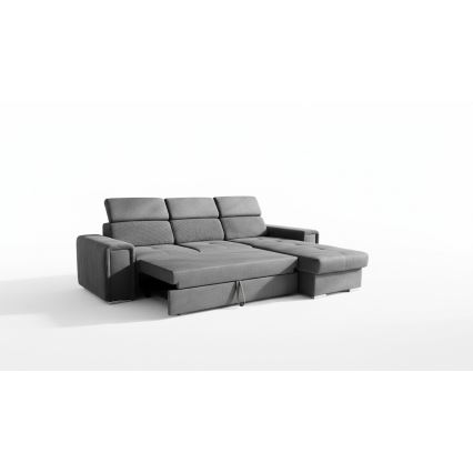 SALVADA Reversible L-Shaped Corner Sofa Bed with Storage, Dark Gray