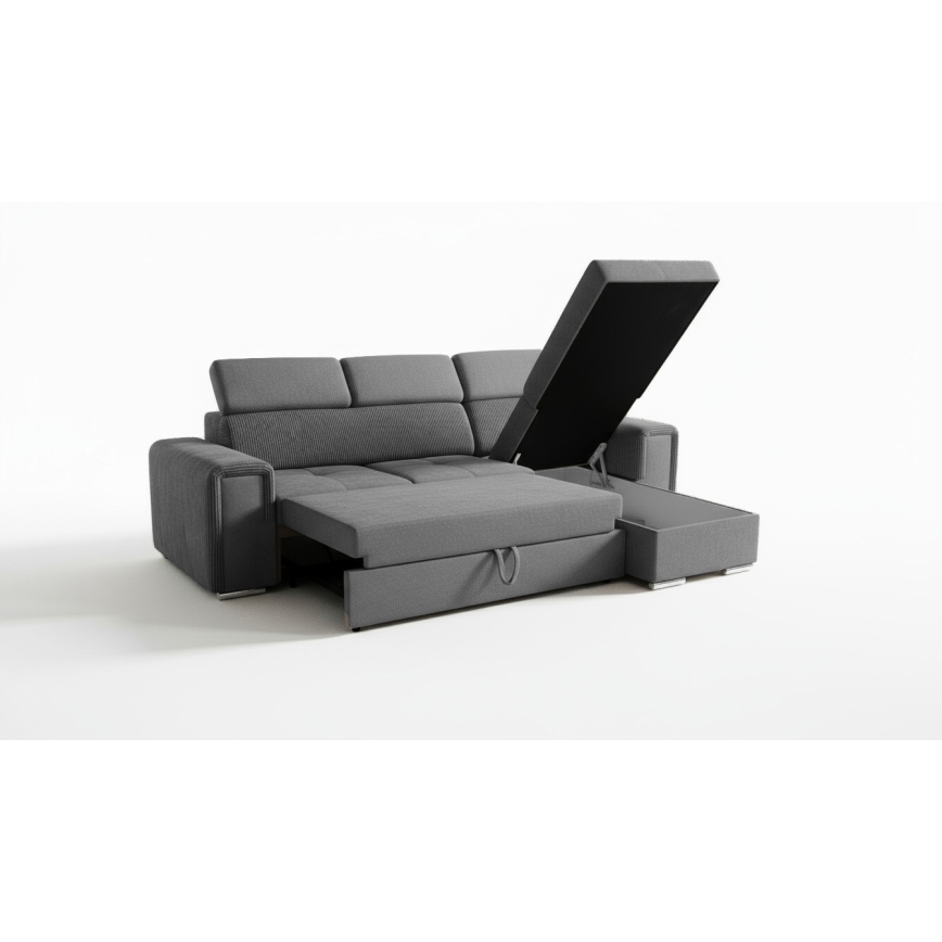 SALVADA Reversible L-Shaped Corner Sofa Bed with Storage, Dark Gray