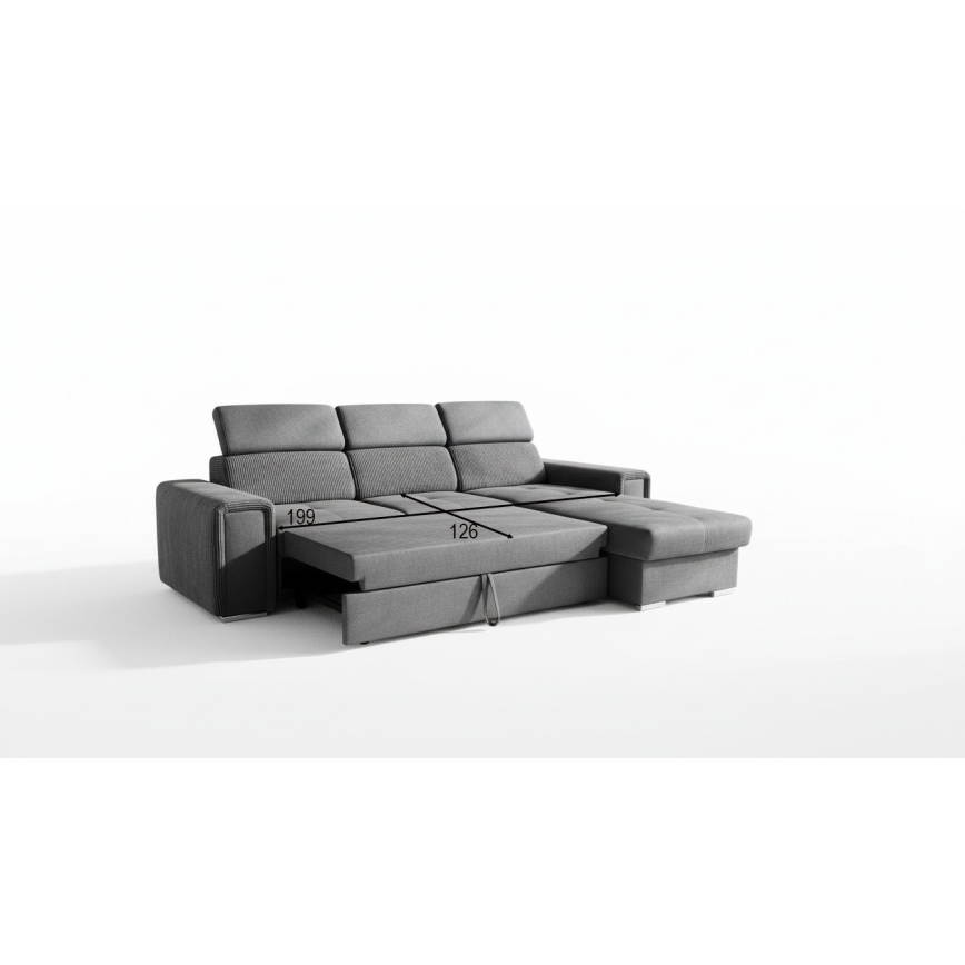 SALVADA Reversible L-Shaped Corner Sofa Bed with Storage, Dark Gray