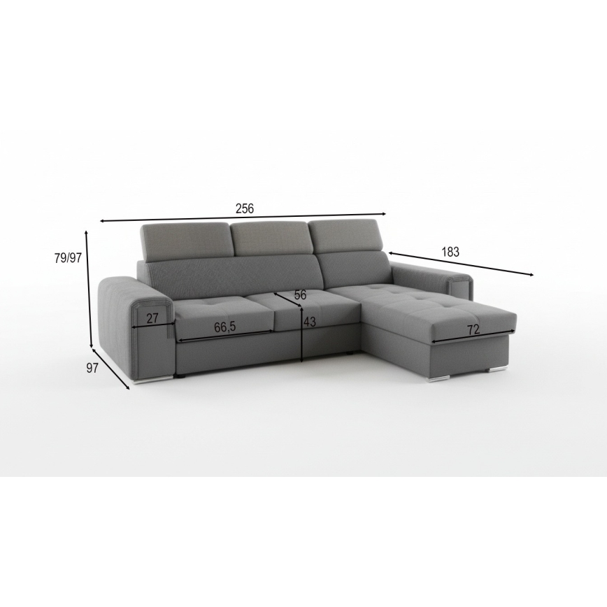 SALVADA Reversible L-Shaped Corner Sofa Bed with Storage, Dark Gray