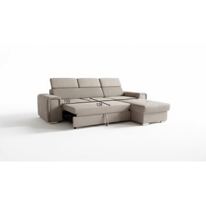 SALVADA Reversible L-Shaped Sofa Bed with Storage, Beige