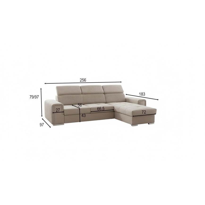 SALVADA Reversible L-Shaped Sofa Bed with Storage, Beige