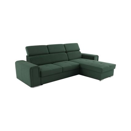 Reversible L-shaped corner sofa bed with storage SALVADA, green
