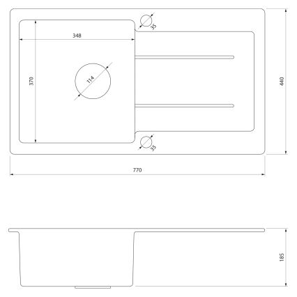 Samona - Kitchen sink SAMONA 77x44 cm granite/black