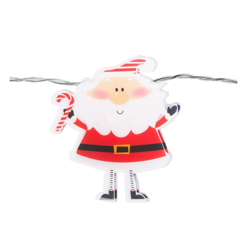 Santa LED String Lights, 10 LEDs, 2×AA, 1.35 m, Warm White