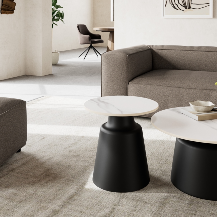 SANTORINI coffee table Ø 45 cm white/black/ceramic