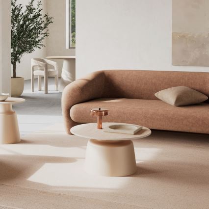 SANTORINI Coffee Table Ø 70 cm beige/grey/ceramic