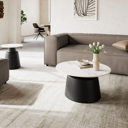 SANTORINI Coffee Table Ø 70 cm White/Black/Ceramic