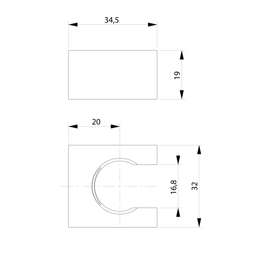 Sapho - Angular fixed shower holder/matte black