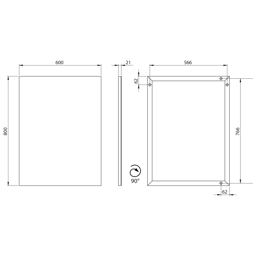 Sapho - AROWANA Framed Mirror 60x80 cm, Matte Black
