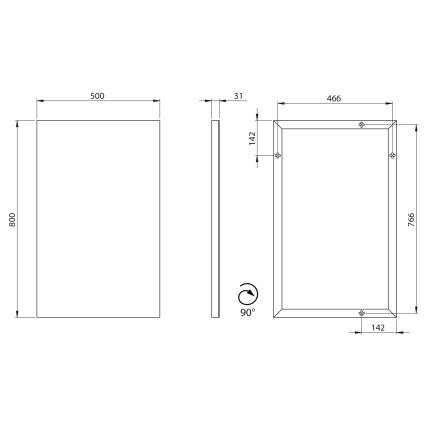 Sapho - AROWANA Mirror 50x80 cm Polished Chrome