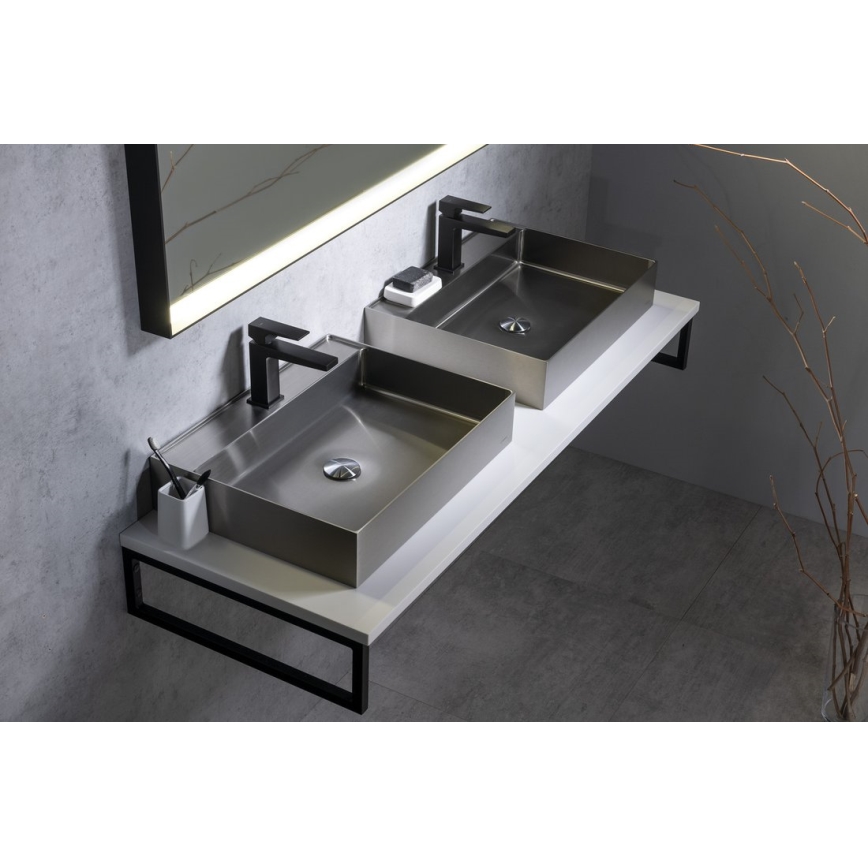 Sapho - AURUM Countertop Basin 55x42 cm, Brushed Stainless Steel