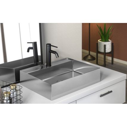 Sapho - AURUM Countertop Basin 55x42 cm, Brushed Stainless Steel