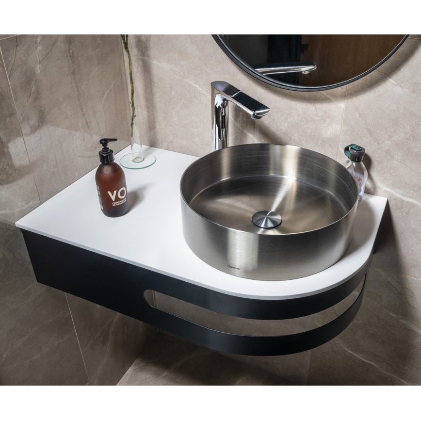 Sapho - AURUM countertop basin Ø 38 cm, brushed stainless steel