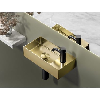 Sapho - AURUM Wall-Mounted Washbasin 36.5 x 18 cm, Matte Gold