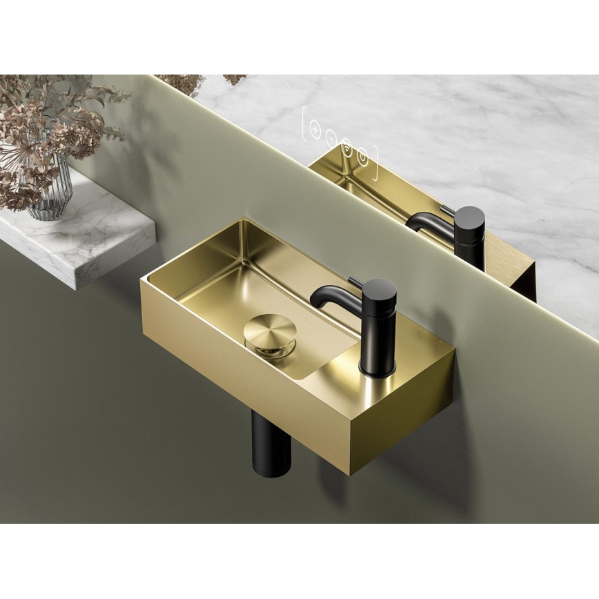 Sapho - AURUM Wall-Mounted Washbasin 36.5 x 18 cm, Matte Gold