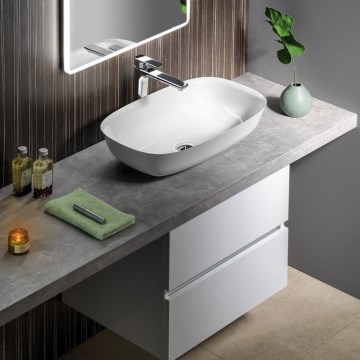 Sapho - AVICE vanity top for washbasin 150x49,5 cm gray/cement