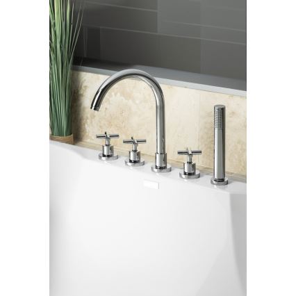 Sapho - AXIA 5-Hole Bathtub Mixer, Polished Chrome