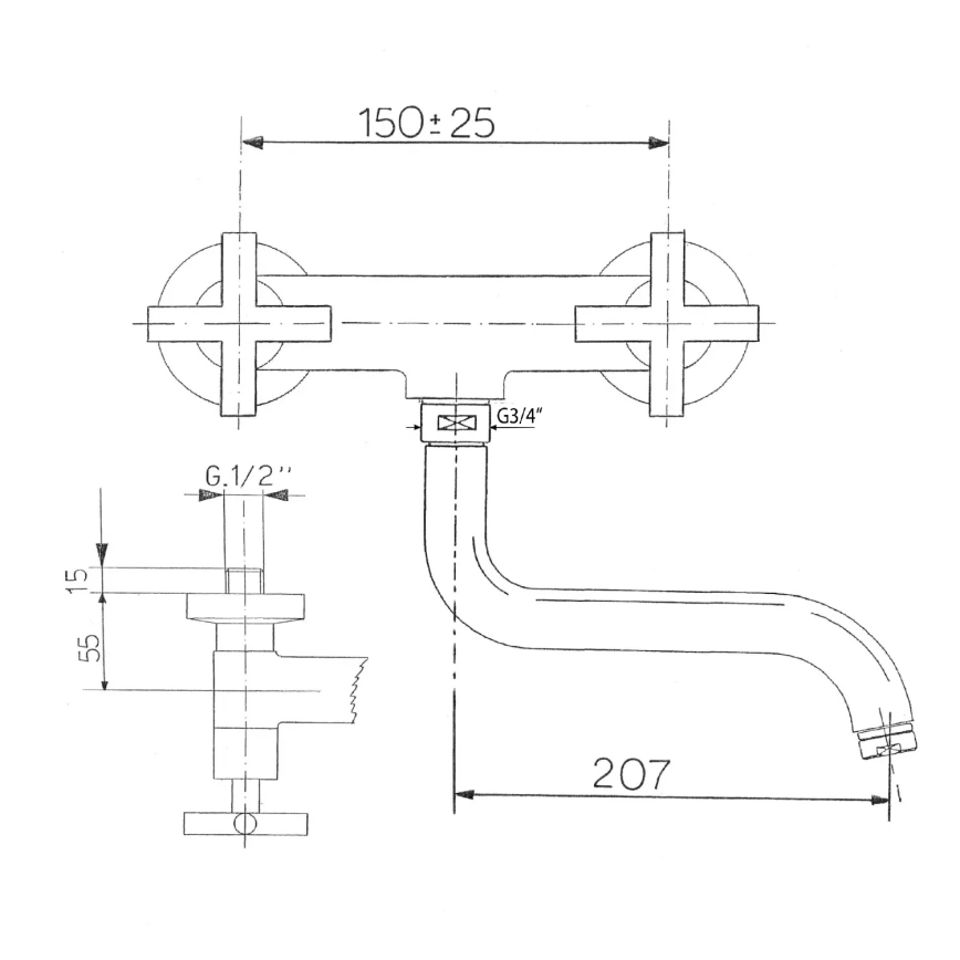 Sapho - AXIA RETRO Kitchen Faucet, Polished Chrome