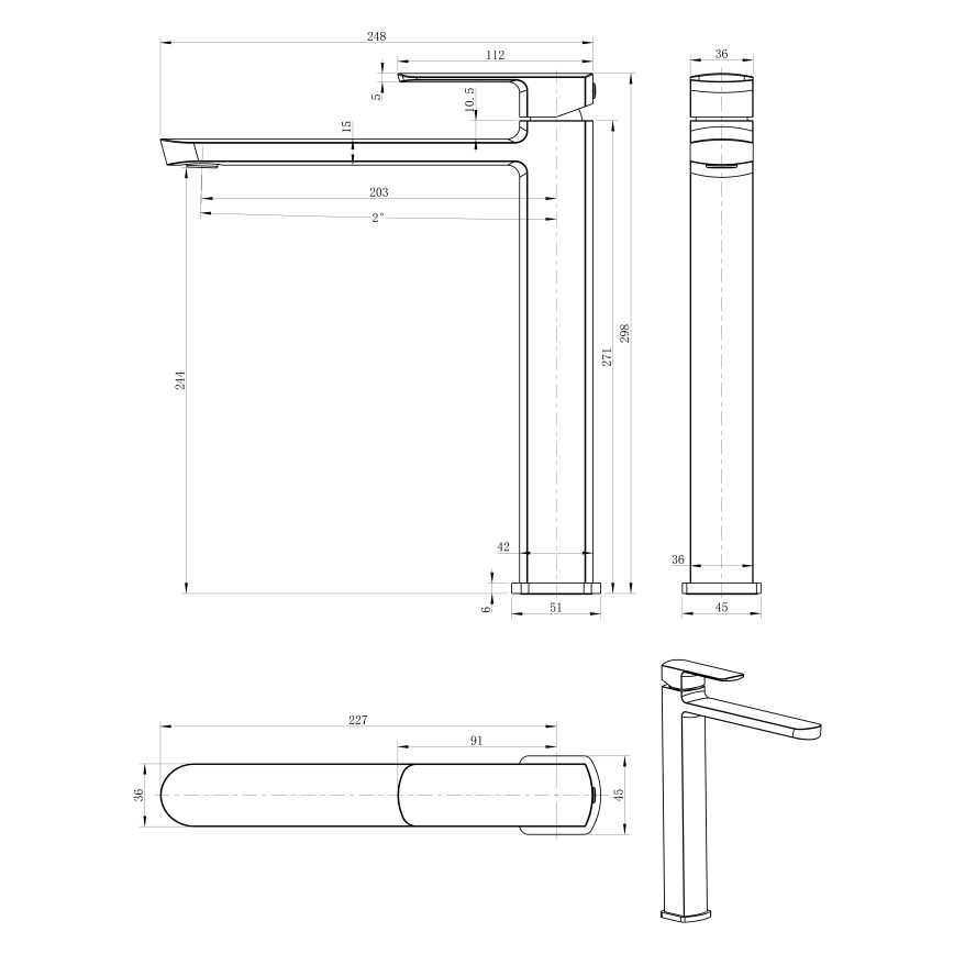 Sapho - Basin mixer MIXONA 29,8 cm polished chrome
