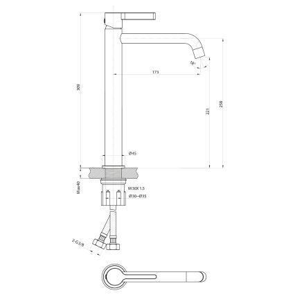 Sapho - Basin tap ICONIC 30,9 cm shiny chrome
