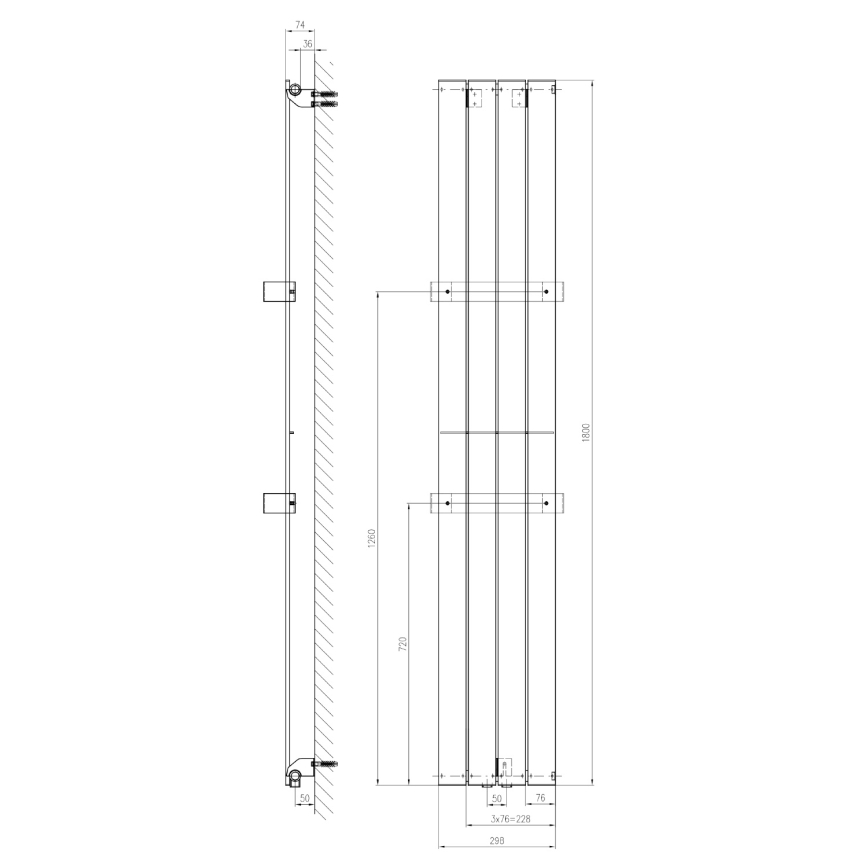 Sapho - Bathroom radiator COLONNA 614W/230V 29x180 cm silver