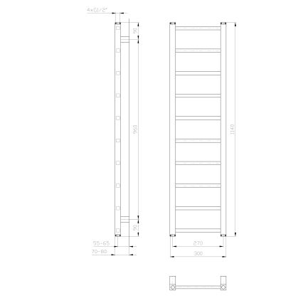 Sapho - Bathroom radiator METRO LIGHT 114x30 cm polished chrome