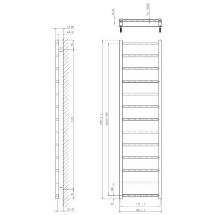Sapho - Bathroom radiator METRO LIGHT 150x40 cm polished chrome