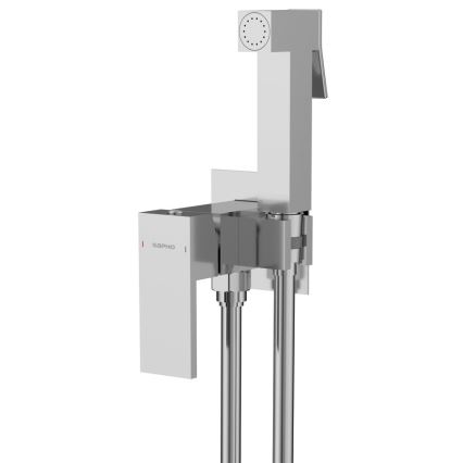 Sapho - Bidet tap with shower for concealed installation CUBEMIX angular/shiny chrome