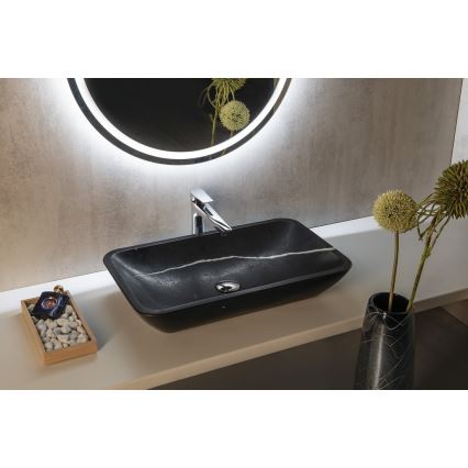 Sapho - BLOK Countertop Basin 60x35 cm, Stone / Matte Black