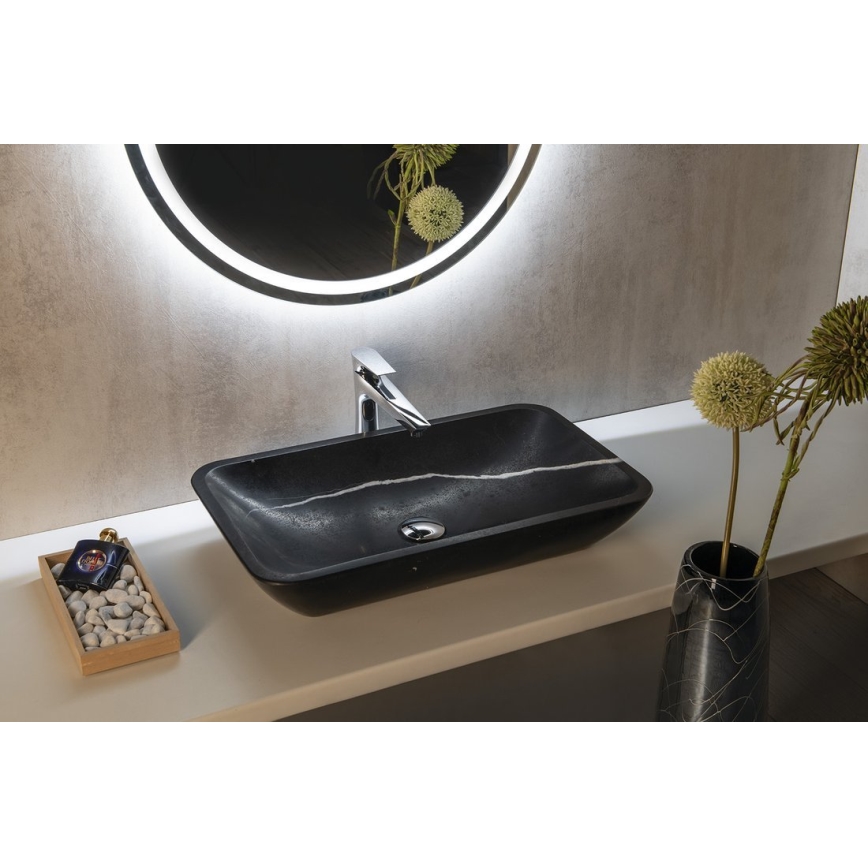 Sapho - BLOK Countertop Basin 60x35 cm, Stone / Matte Black