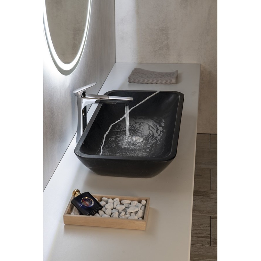 Sapho - BLOK Countertop Basin 60x35 cm, Stone / Matte Black