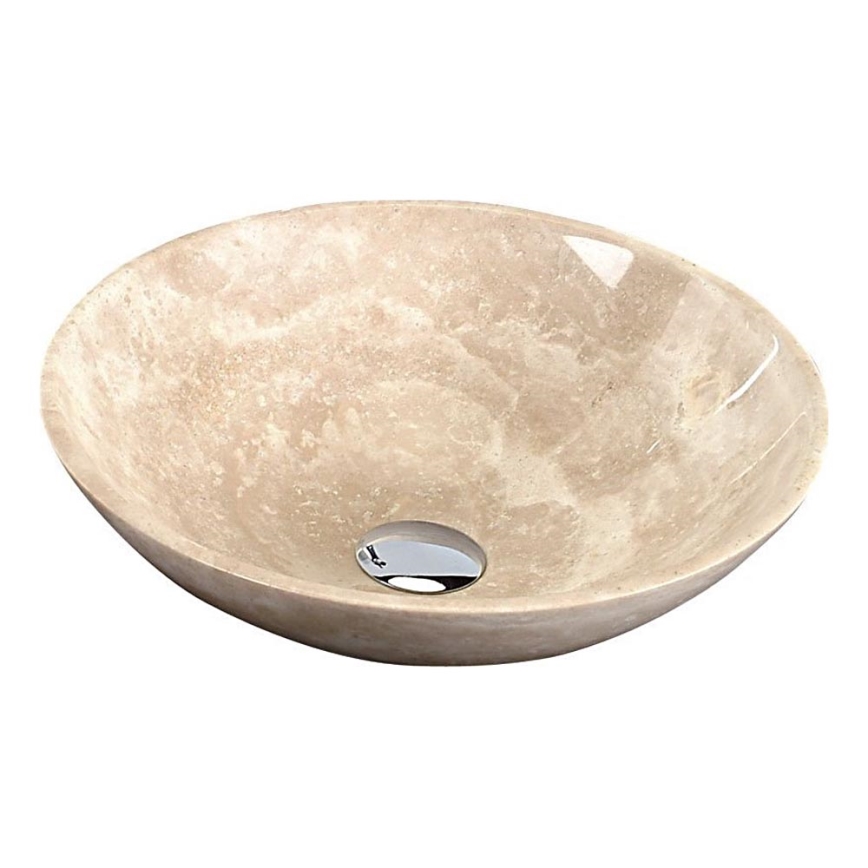 Sapho - BLOK Countertop Basin Ø 40 cm, Beige/Travertine