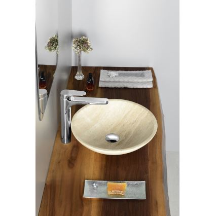 Sapho - BLOK Countertop Basin Ø 40 cm, Beige/Travertine