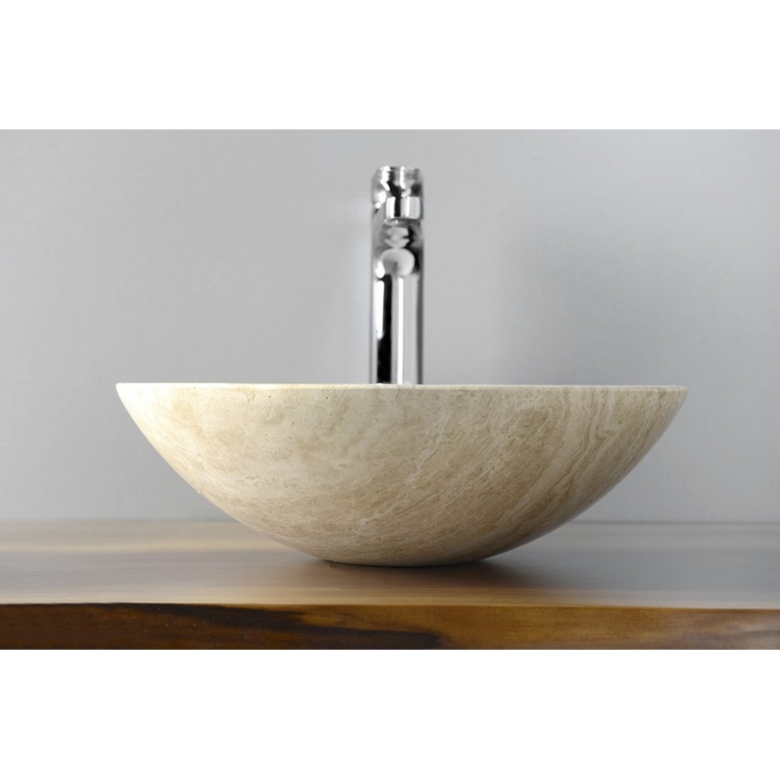Sapho - BLOK Countertop Basin Ø 40 cm, Beige/Travertine
