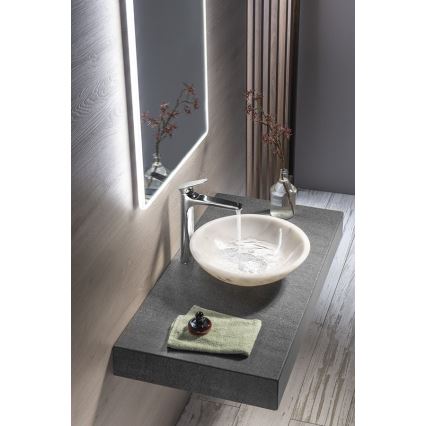 Sapho - BLOK Countertop Basin Ø 40 cm, Marble/White