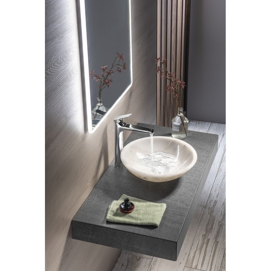 Sapho - BLOK Countertop Basin Ø 40 cm, Marble/White